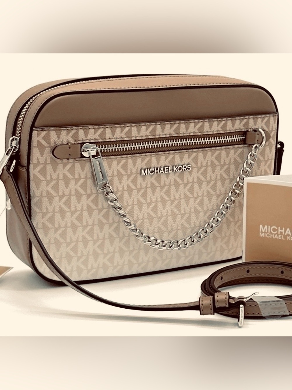 MICHAEL KORS Jet Set Large Ombré Signature Logo Crossbody Bag (Husk)